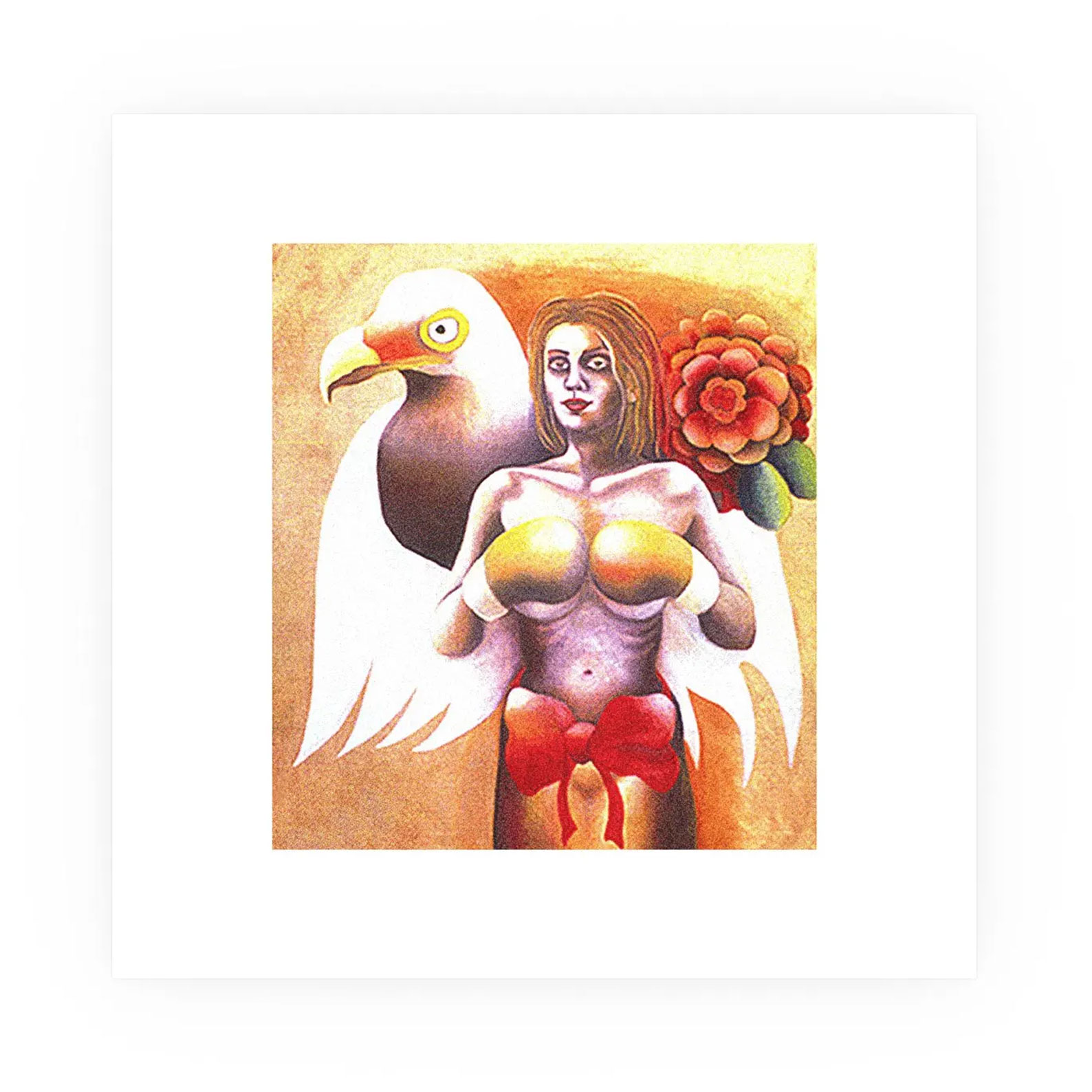 Champion Early Symbolic Self-Portrait representing Jane Rubin's Femininity and Inner Strength; Jane was a ballet dancer who became a primarily a painter; Jane does not box; the boxing gloves are symbolic; Copyright Jane Rubin 1996