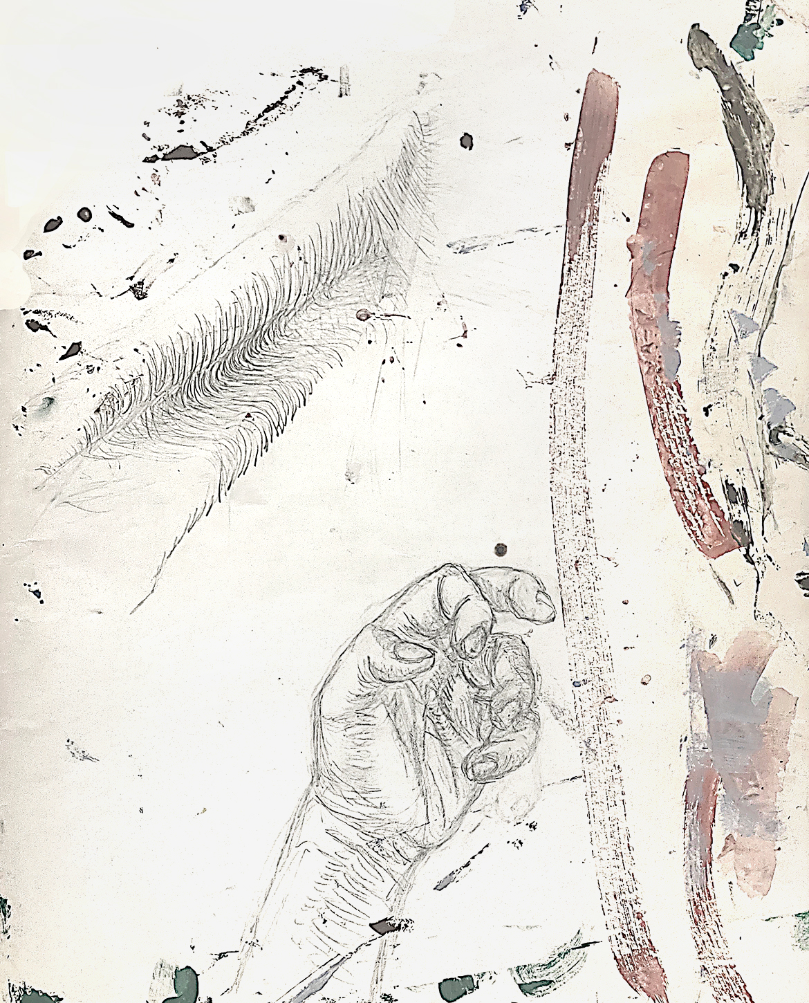 Pencil drawings of fabric and my hand. Drawn from life. Jane Rubin had almost no formal training when this was drawn. These were assignments at Carnegie-Mellon's Summer Pre-College Art Program; © Jane Rubin 1978