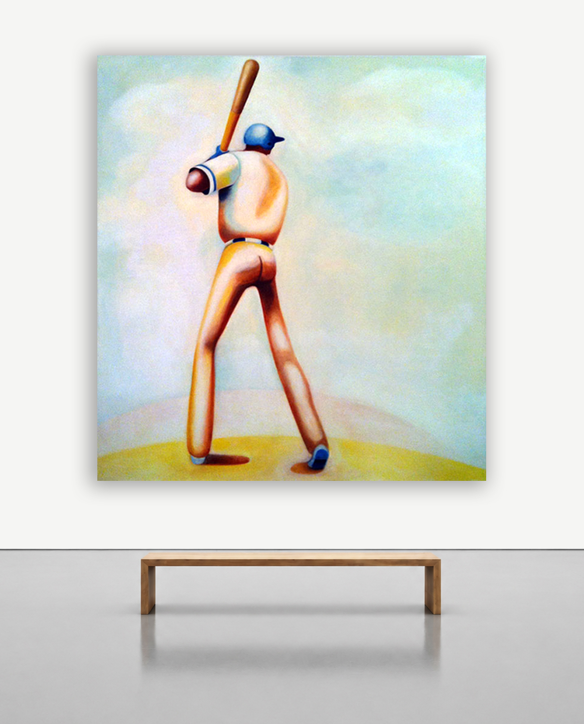 Painting of a professioal baseball player that Jane Rubin made in her studio, based on drawings she had made of that athlete during a game, at a baseball stadium. The painting is purely from life and imagination. No photographs were used. Oil on linen. 37 x 34. Copyright Jane Rubin 2010.