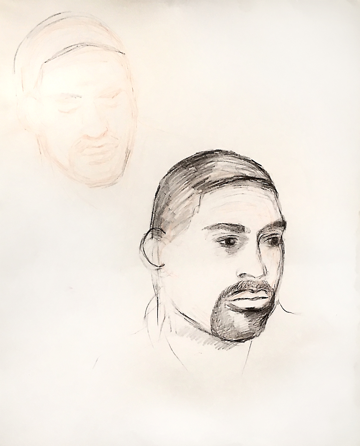 Portrait from life of Derreck Alexander, my husband, at our apartment. Watercolor on paper. Minor adjustments made digitally to the painting in 2026. Copyright Jane Rubin 2003, 2026.