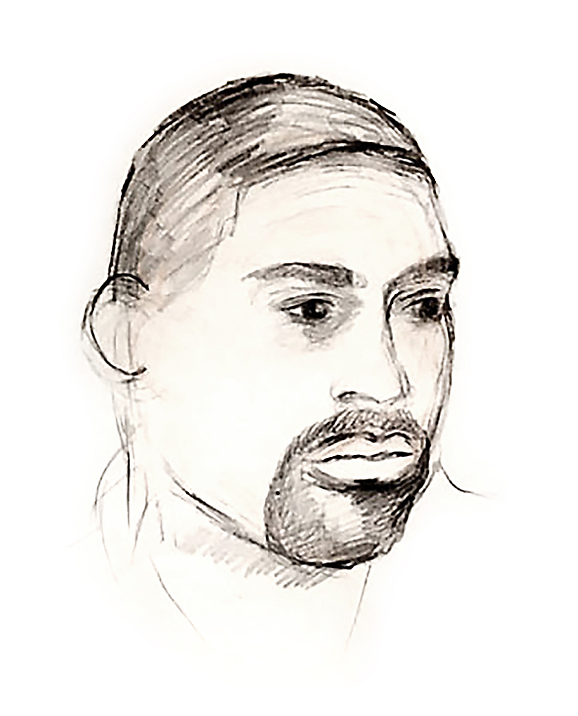 Portrait from life of Derreck Alexander, my husband, at our apartment. Pencil and gouache on paper. Copyright Jane Rubin 2002.